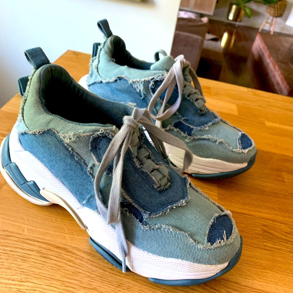 Jeffrey Campbell blue denim sneakers Sz 8